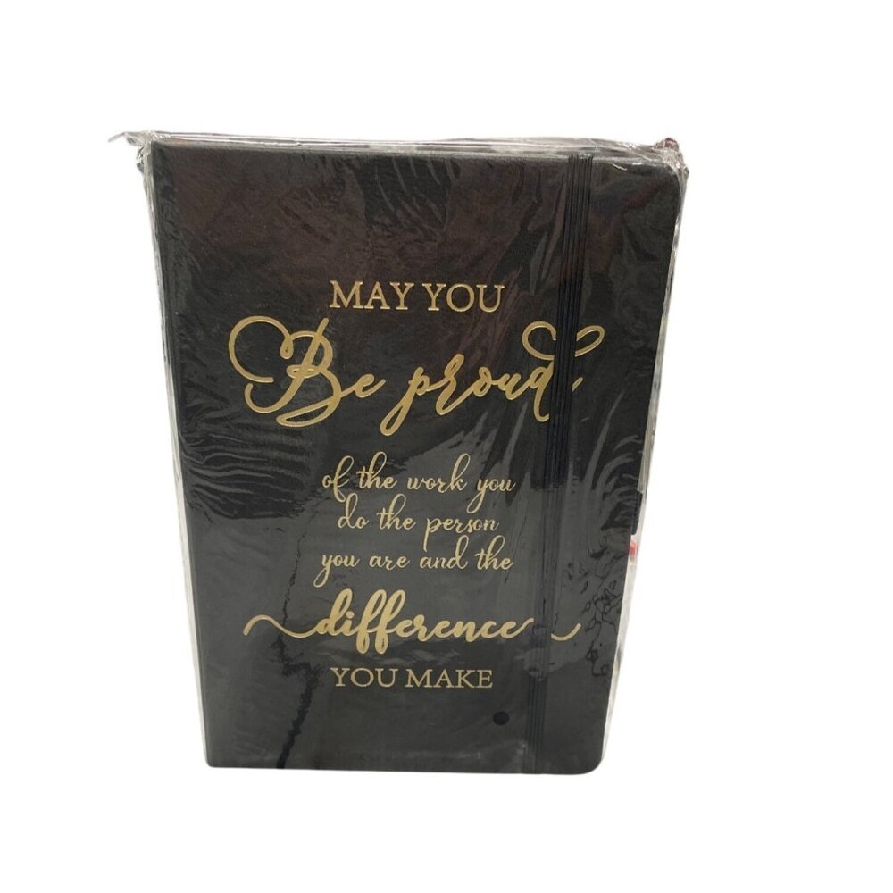 Black‎ Hardcover Journal With Gold Inspirational Quote & Elastic Band Closure